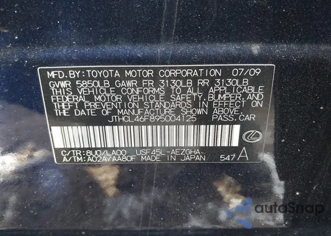 2009 Lexus Ls 460 z USA, uszkodzony, nr VIN JTHCL46F895004125